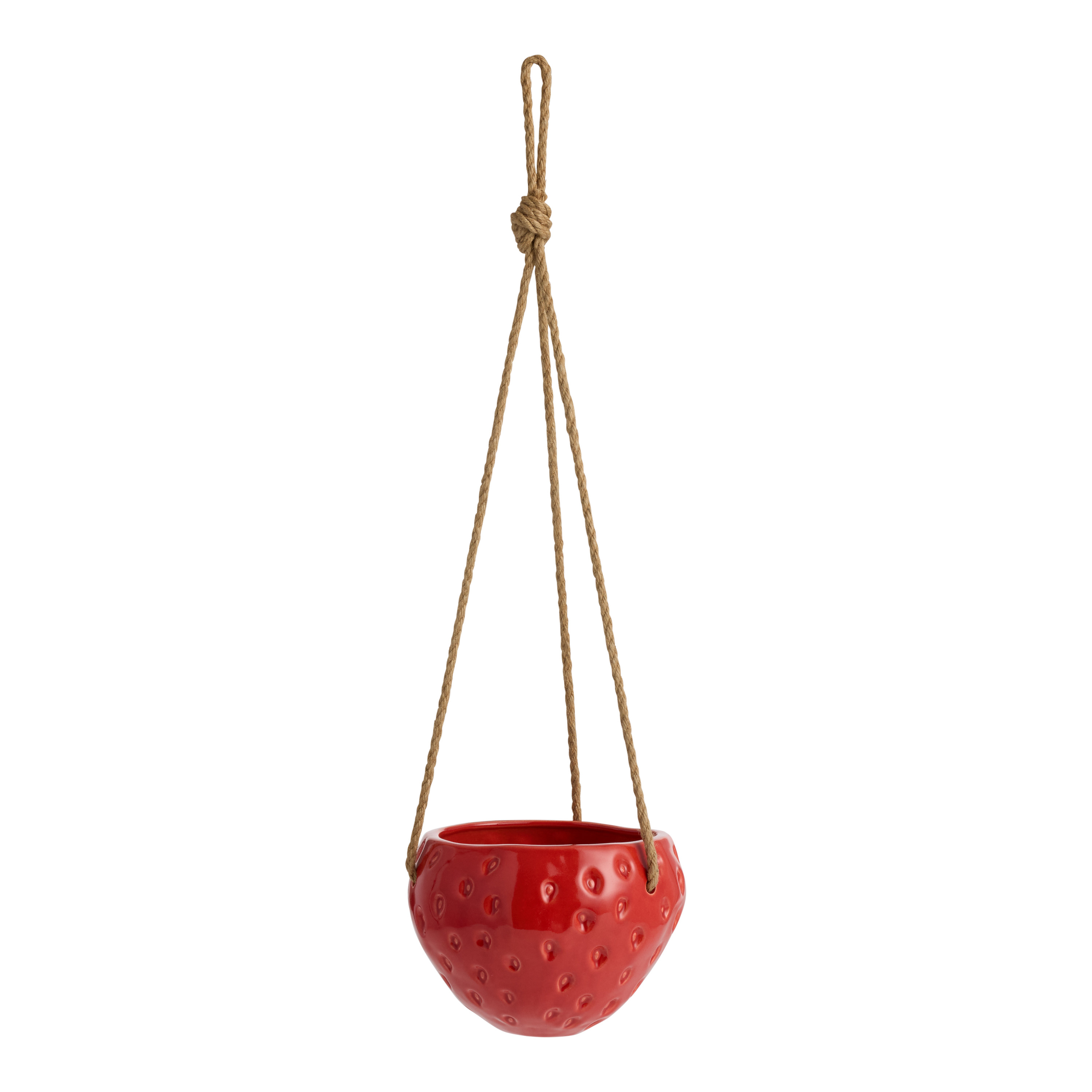 Red Ceramic Strawberry Hanging Planter | World Market