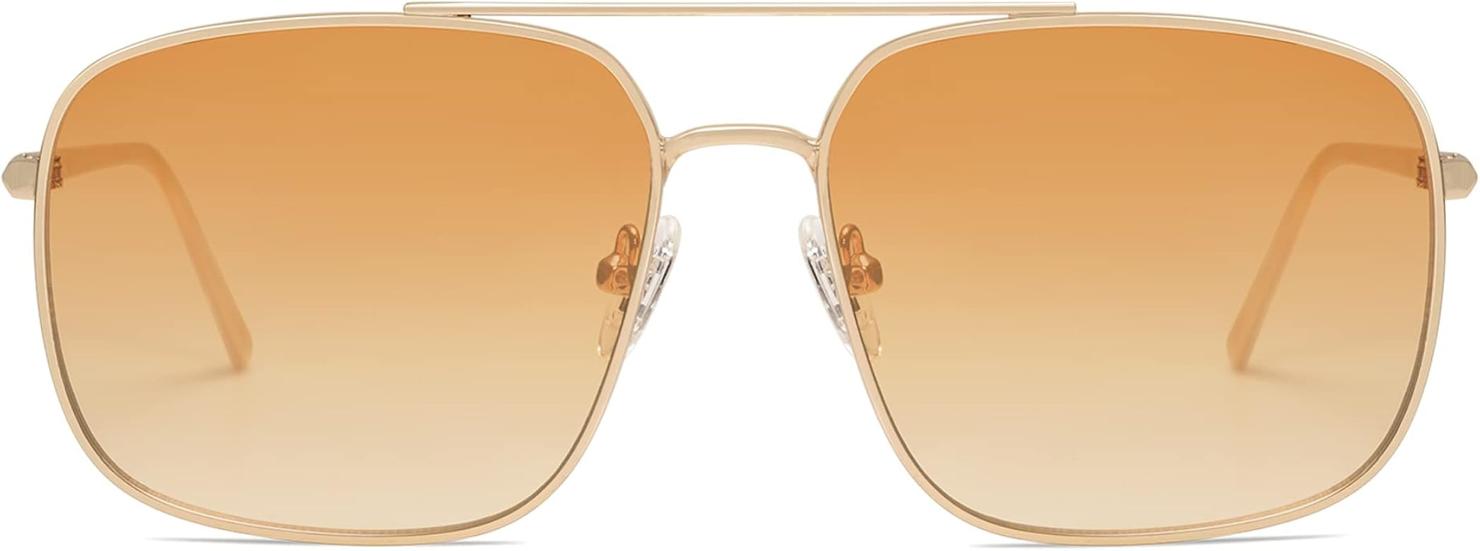 SOJOS Retro Square Aviator Sunglasses Womens Mens Double Bridge Metal Sun Glasses SJ1176 | Amazon (US)