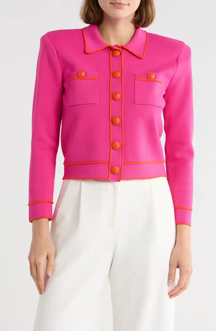 L'AGENCE Neon Trim Cropped Cardigan | Nordstromrack | Nordstrom Rack