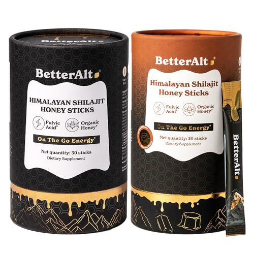 Better Alt Pure Himalayan Shilajit Sticks 2 Pack (Classic + Caramel Flavour)| Easy to Consume Shilajit| Energy Boost & Immune Support, 85+ Trace Minerals, 75%+ Fulvic Acid |60 Sticks | Amazon (US)