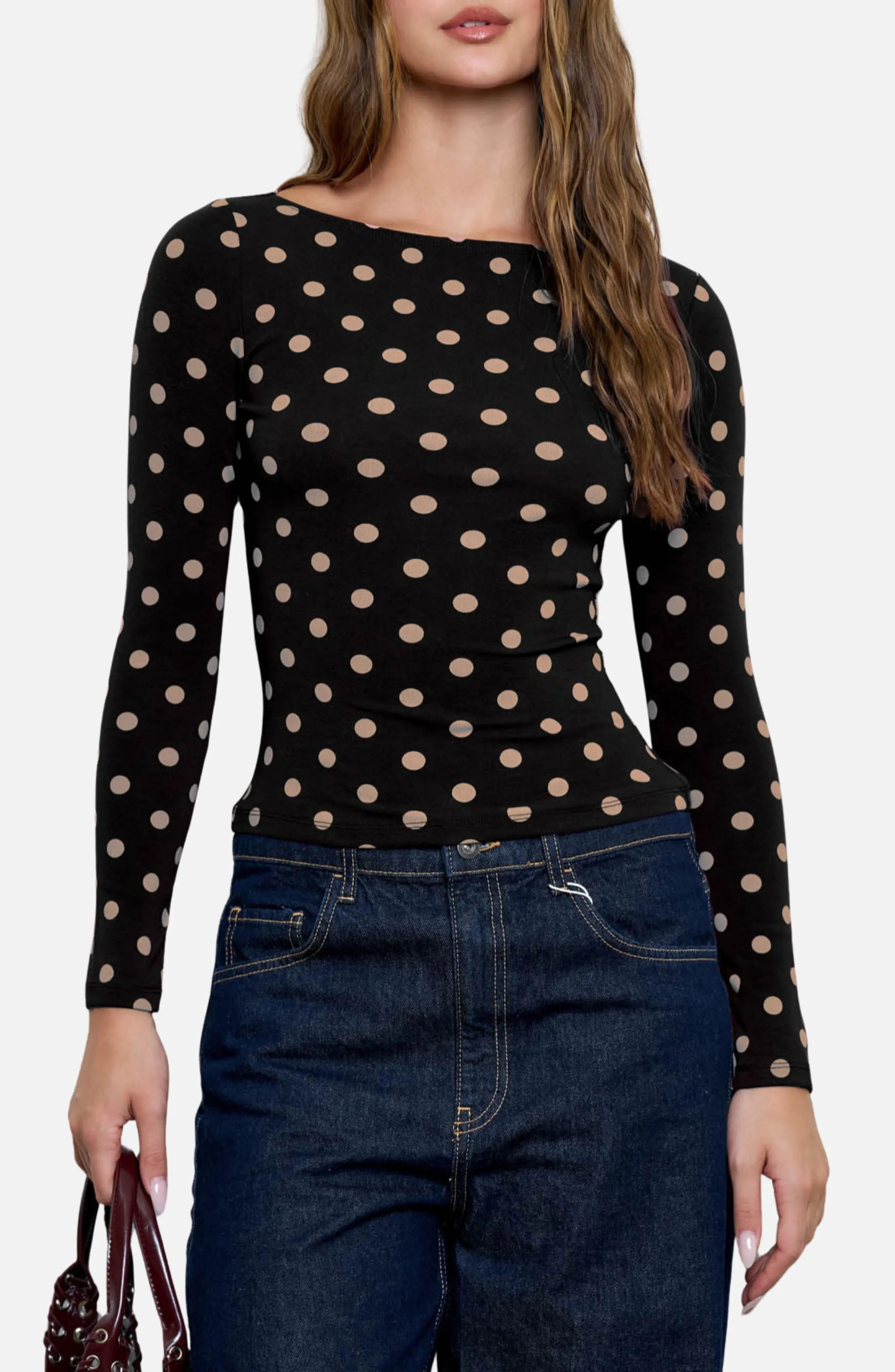 Blu Pepper Long Sleeve Knit Top in Jet Black at Nordstrom Rack, Size Large | Nordstrom Rack