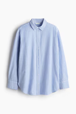Loose-fit cotton shirt - Blue/striped - Ladies | H&M US | H&M (US + CA)