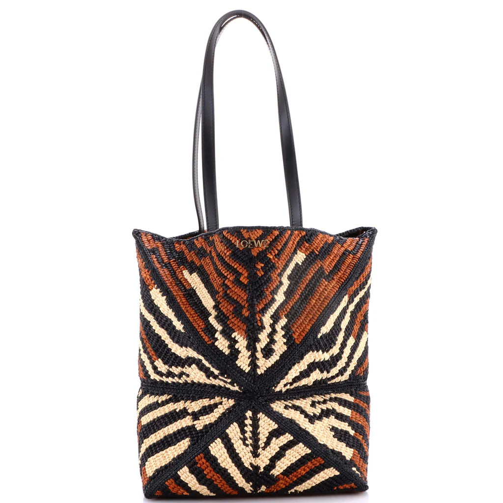 Puzzle Fold Tote Raffia Medium | Rebag