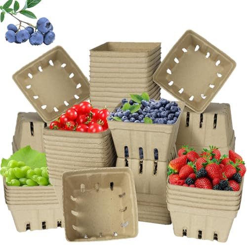 60 Pack Small Natural Pulp Fiber Berry Baskets – Eco-Friendly Vented Produce Containers for Strawberries, Blueberries, Raspberries, Fruits and Vegetables, Ideal for Grocery, Market, and Kitchen Use | Amazon (US)