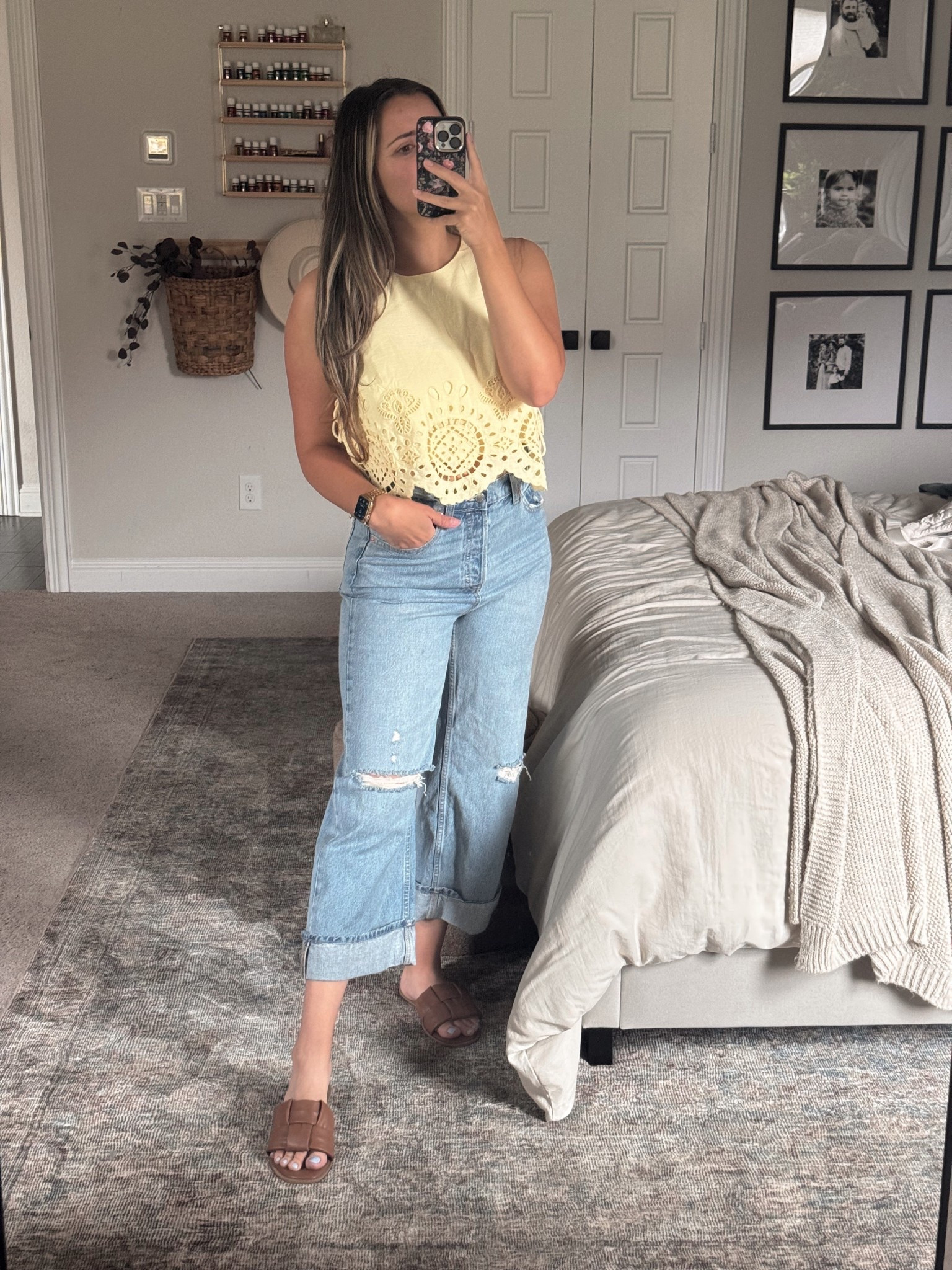 This whole outfit is from target! I’m obsessed with the cropped denim jeans and this yellow top is gorgeous! I went down a size in the jeans and am wearing a medium in the top 

#LTKFindsUnder50 #LTKStyleTip