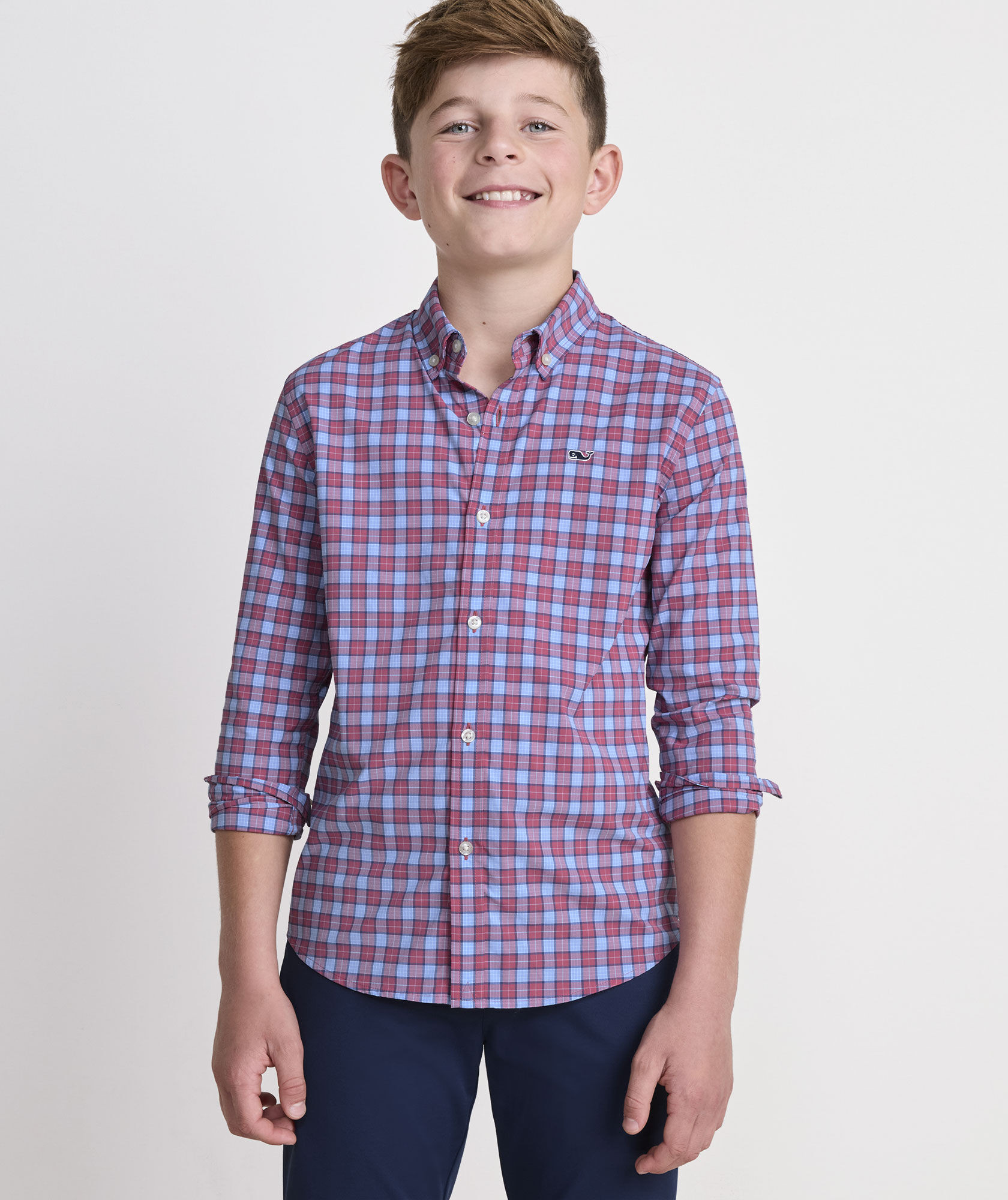 Boys' Performance Duval Check Featherweight Shirt | vineyard vines