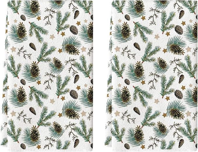 Artoid Mode Star Branch Pinecone Christmas Kitchen Towels Dish Towels, 18x26 Inch Farmhouse Holid... | Amazon (US)