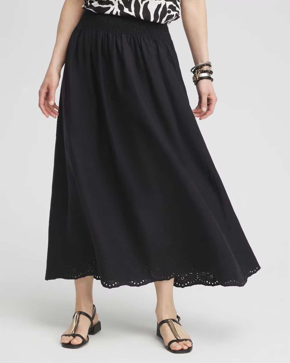 Linen Embroidered Scallop Hem Skirt | Chico's | Chico's