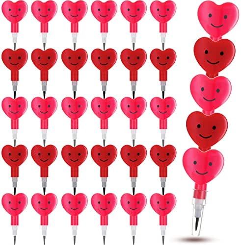 72 Pcs Valentine Stackable Pencil for Kids Heart Pencils Stackable Valentine's Day Plastic Pencil... | Amazon (US)