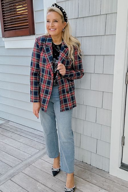 Sequin top and a plaid blazer fancy up any pair of denim this holiday season. All head to toe pieces from Walmart  

#LTKstyletip #LTKunder50 #LTKHoliday