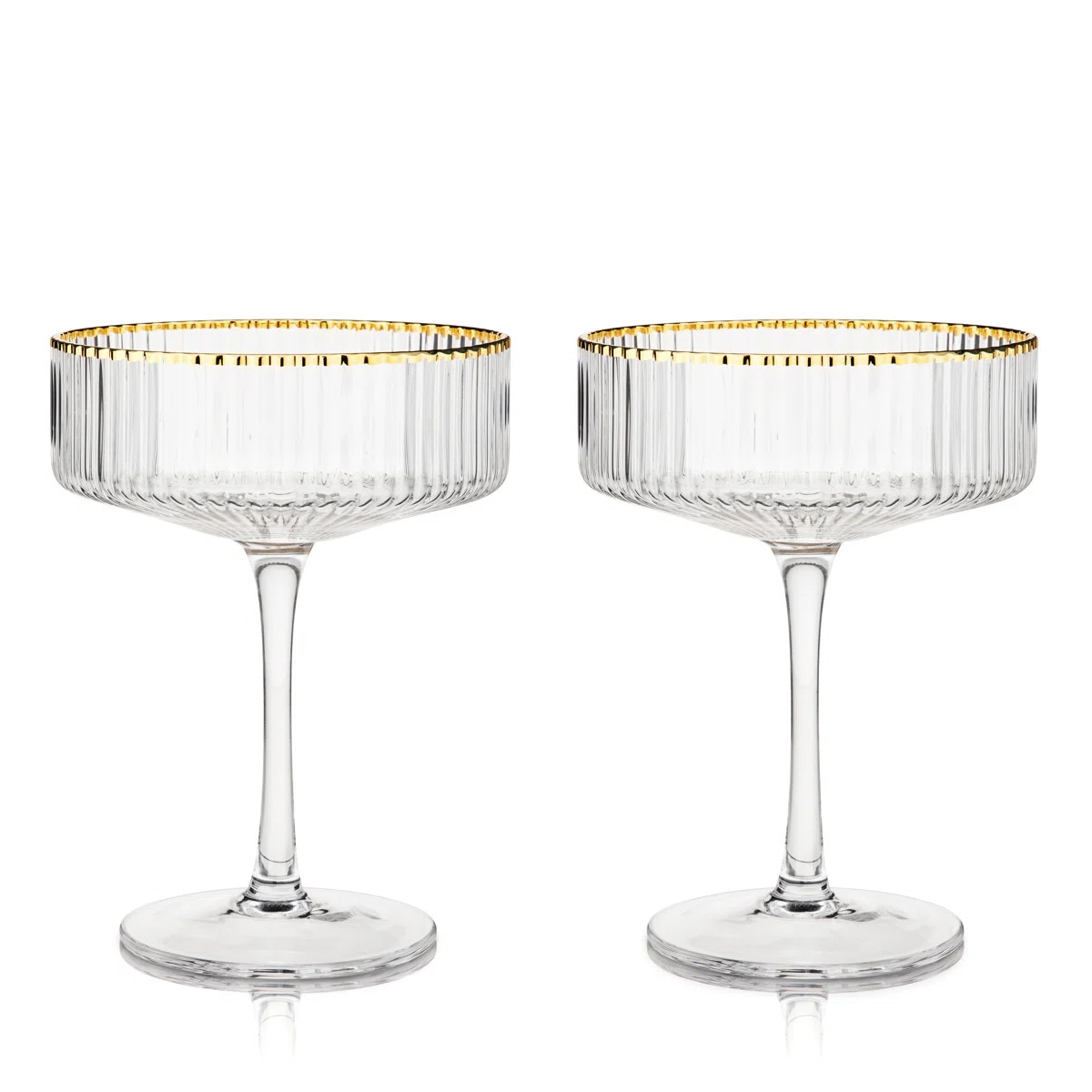 Viski Meridian Vintage Coupe Glasses, Art Deco Champagne Coupe Glassware, Gold Rimmed Stemmed Dri... | Wayfair North America