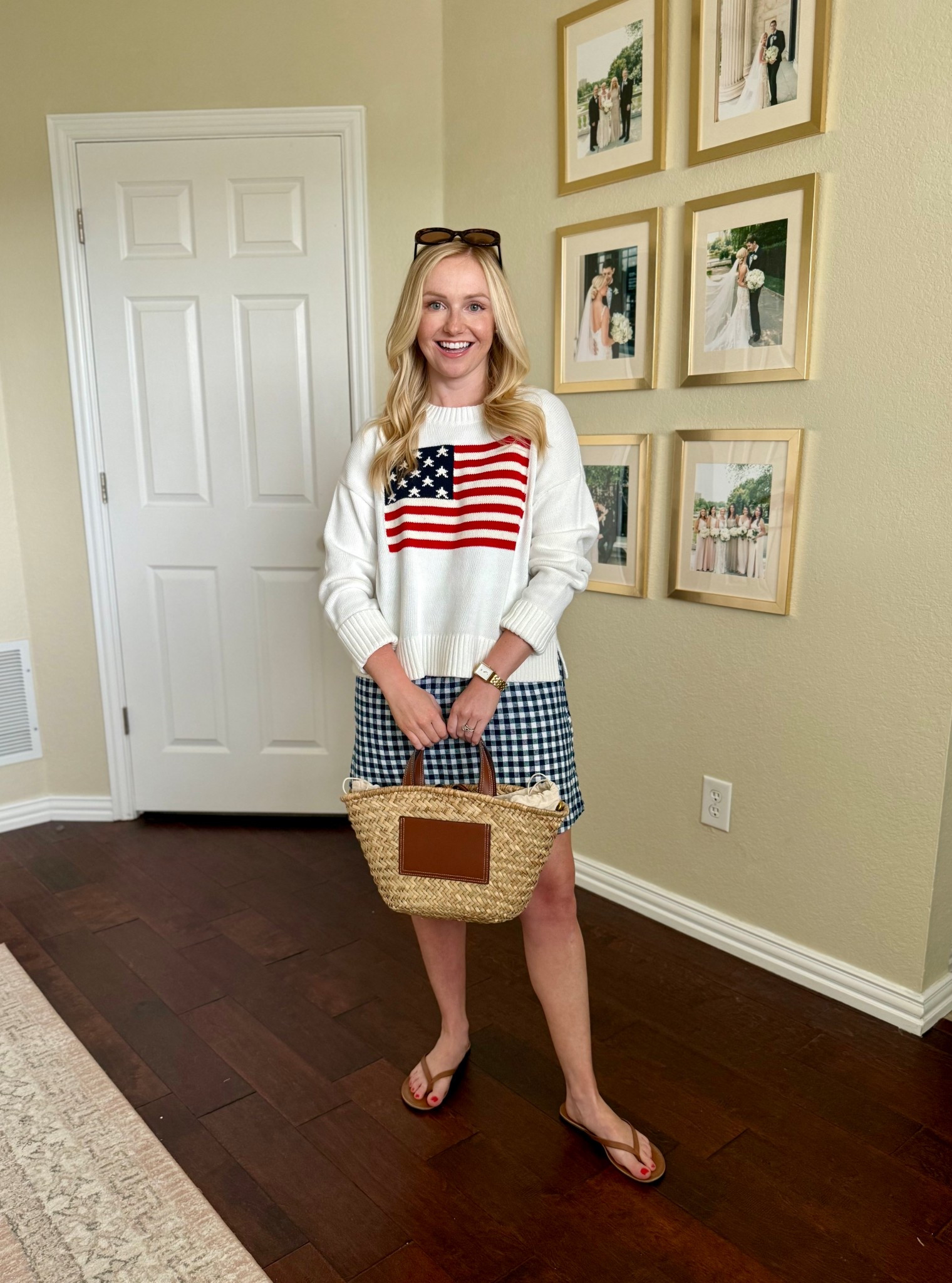 Styling this American flag sweater! Layering it over this gingham dress. Wearing a S in the sweater and XSP in dress 

#LTKSummerEdit #LTKStyleTip #LTKFindsUnder50