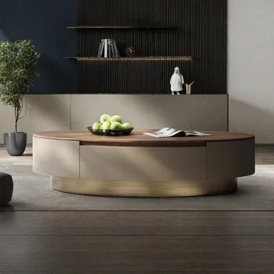 Italian light luxury oval solid wood coffee table | Wayfair North America