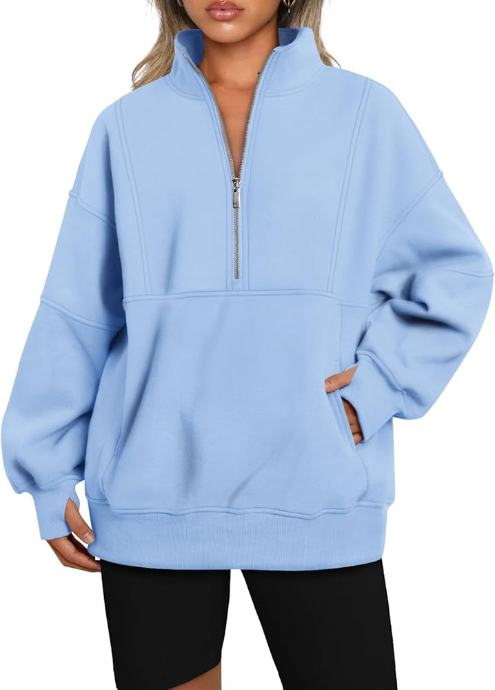 AUTOMET Women's Half Zip Oversized Sweatshirts Fleece Pullover Long Hoodies Casual Mock Turtlenec... | Amazon (US)