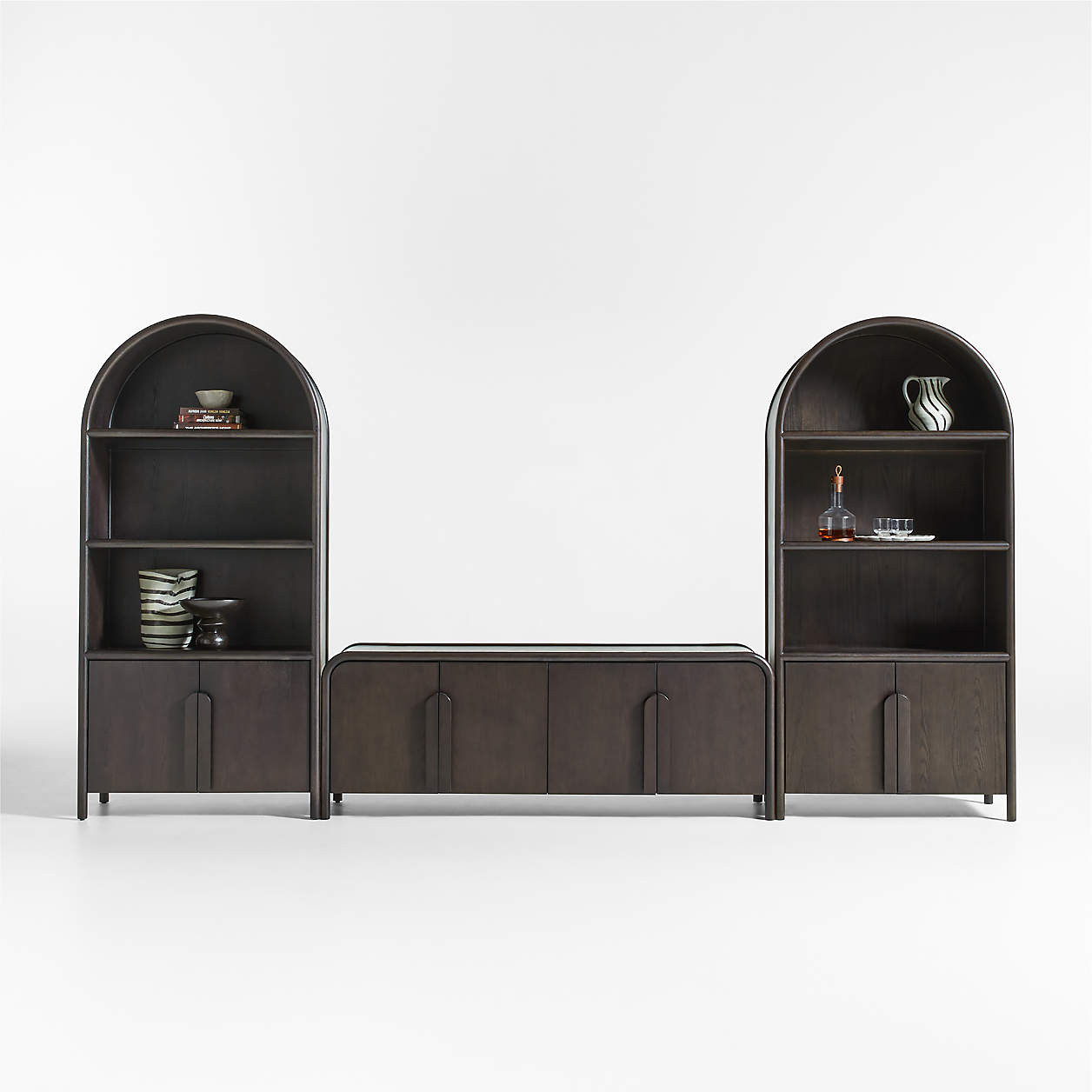 Annie 149" Charcoal Brown Wood Storage Media Console Set by Leanne Ford + Reviews | Crate & Barre... | Crate & Barrel
