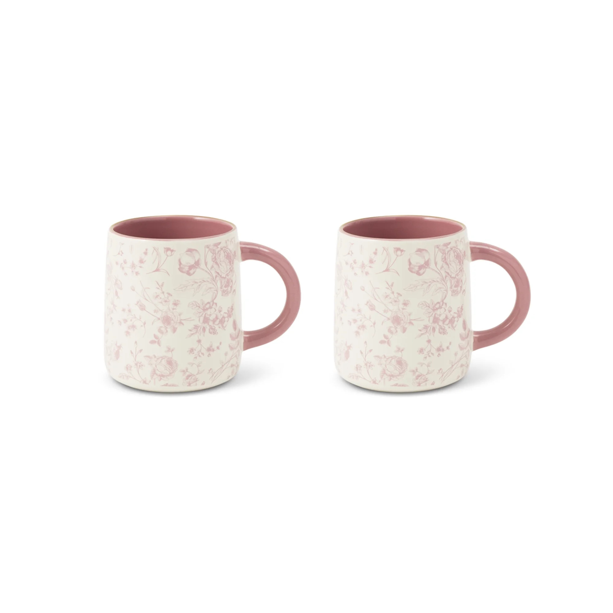 Thyme & Table 14.5 fl oz Pink Floral Stoneware Mug, Set of 2 | Walmart (US)