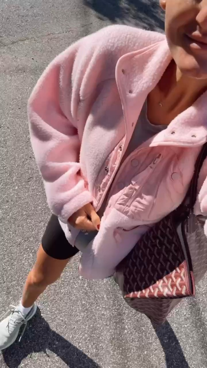My outfit for my morning workout! This pink fleece jacket is an Amazon find I got last year! It was a little chilly this morning! I wore this great Athleta tee with my lululemon black biker shorts! Wearing S in jacket & 6 in the biker shorts! 

Loverly Grey, athleisure, activewear, workout, biker shorts, Athleta, lululemon, fleece jacket 

#LTKActive #LTKStyleTip