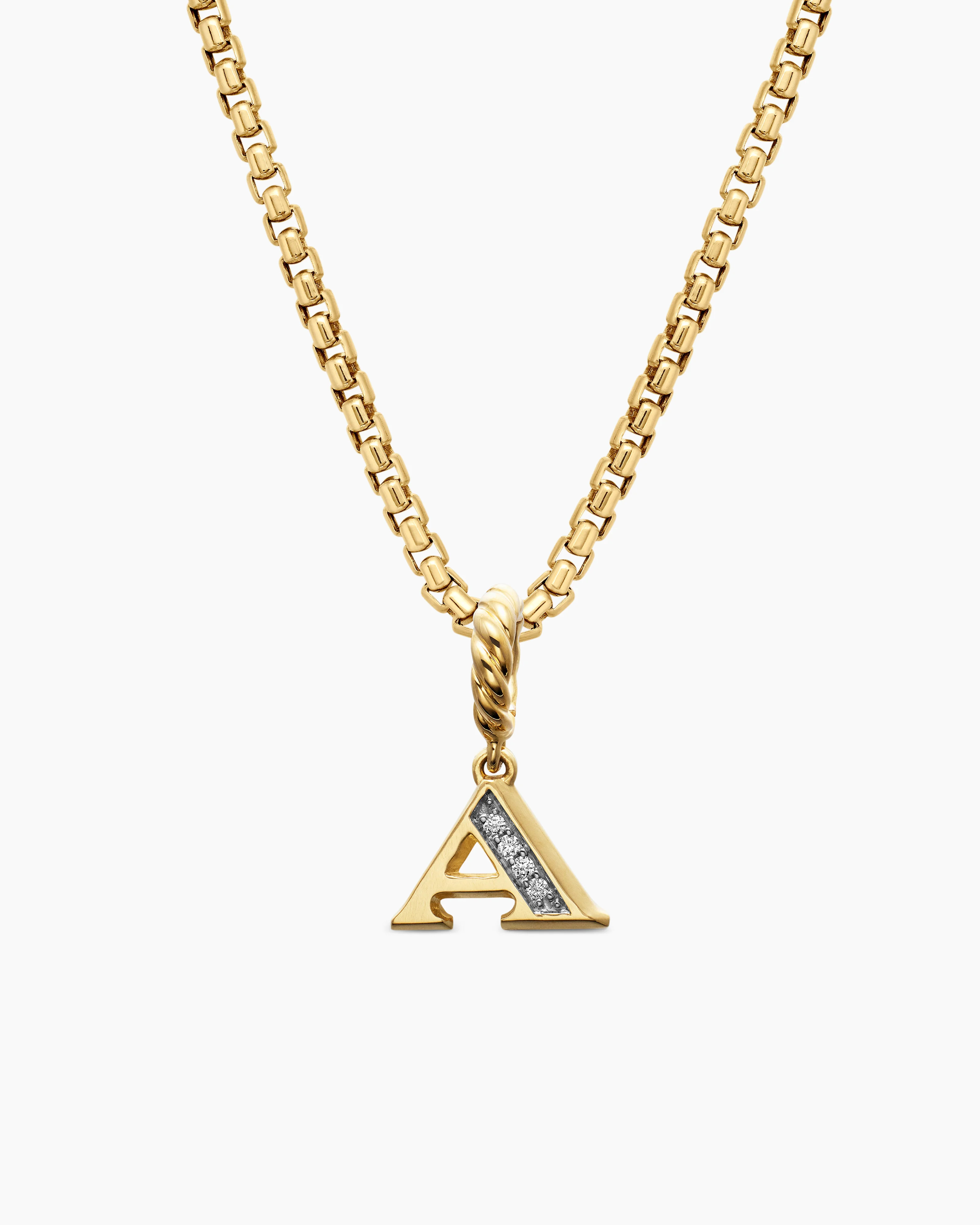 David Yurman | Pavé Initial Pendant in 18K Yellow Gold with Diamond A | David Yurman
