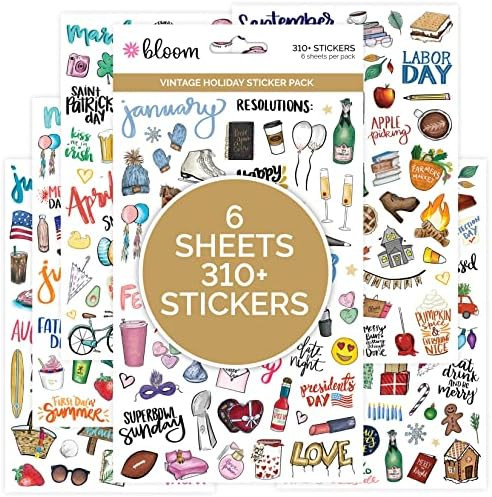 bloom daily planners Holiday Seasonal Planner Sticker Sheets - Vintage Seasonal Sticker Pack - Re... | Amazon (US)