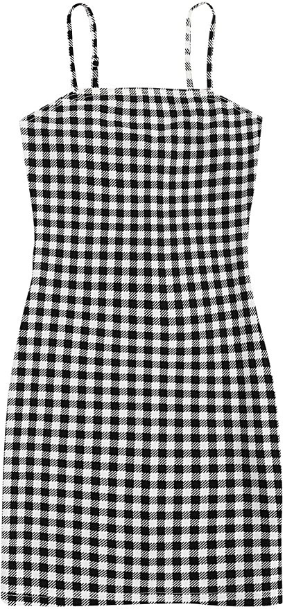 MakeMeChic Women's Plaid Print Cami Bodycon Dress | Amazon (US)
