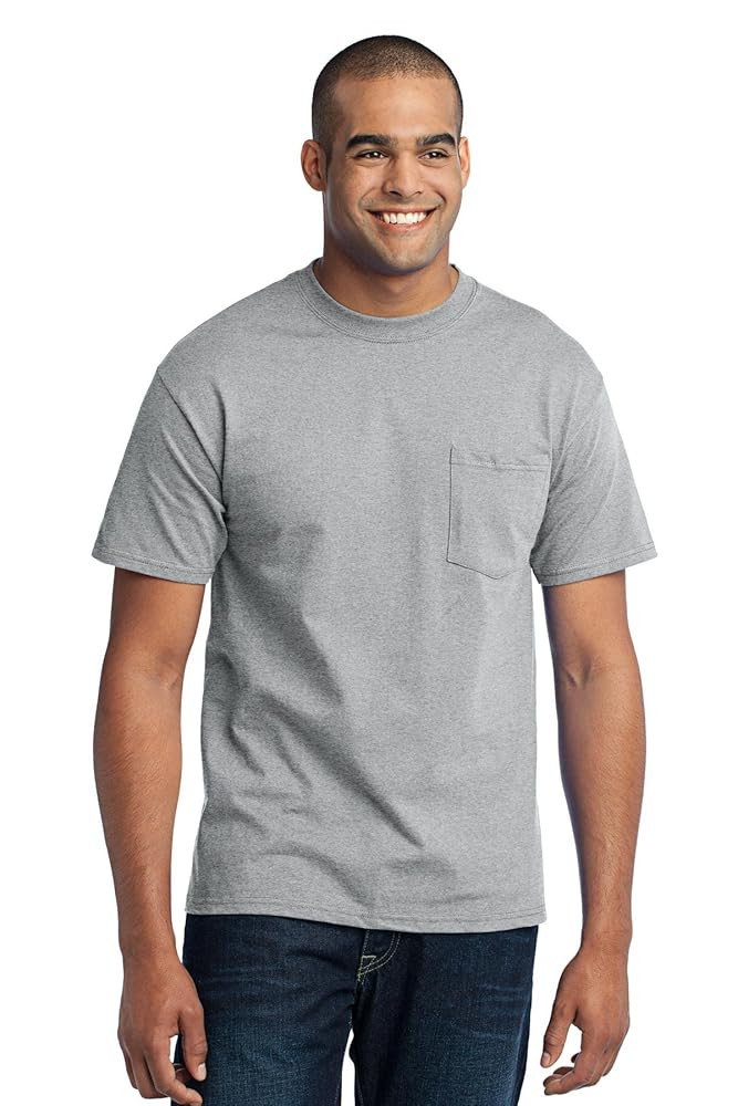 Port & Company Men's 50/50 Cotton/Poly T Shirt with Pocket | Amazon (US)