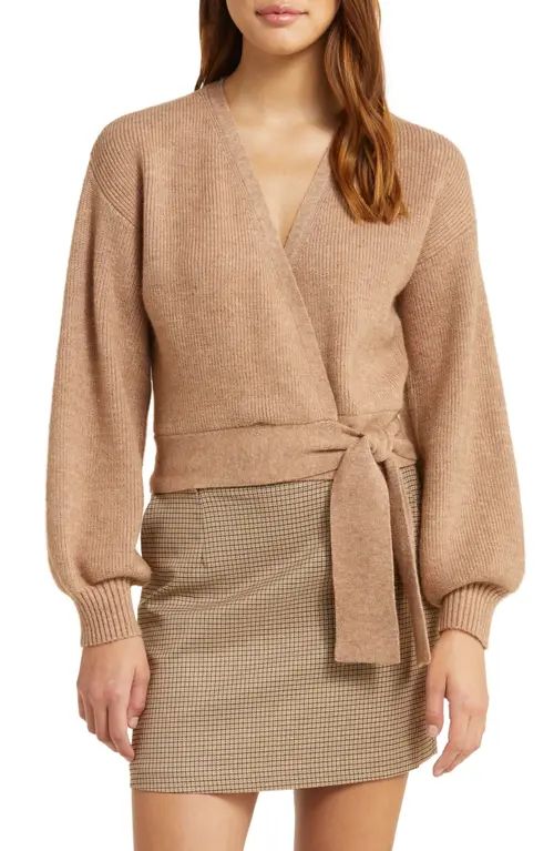 WAYF Sterling Wrap Sweater in Mocha at Nordstrom, Size X-Large | Nordstrom