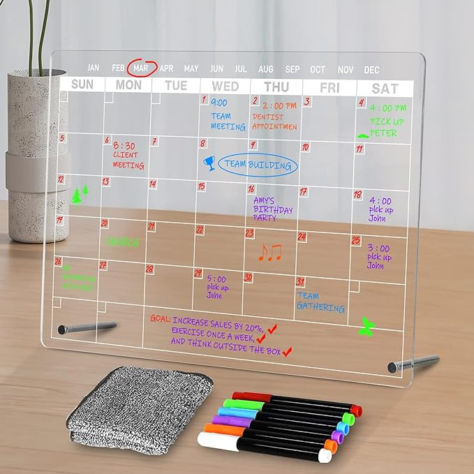 Acrylic Dry Erase Calendar Board to Do List Desktop Clear Memo Note Board, 9x13" Tabletop Whitebo... | Amazon (US)