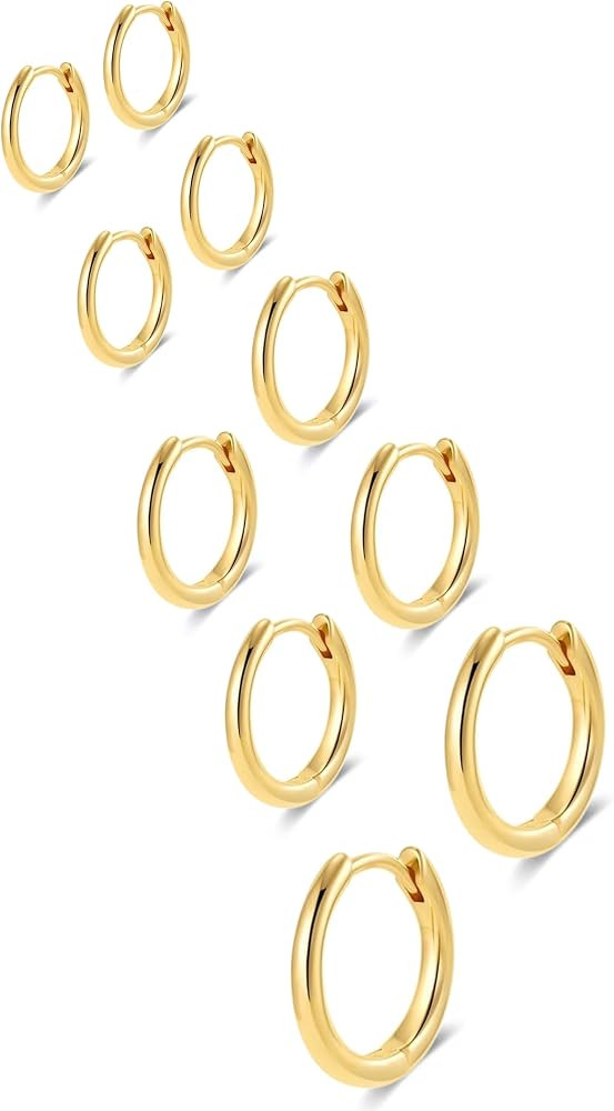 Gokeey 316L Surgical Stainless Steel Small Gold Silver Hoop Earrings for Women Men,Hypoallergenic... | Amazon (US)