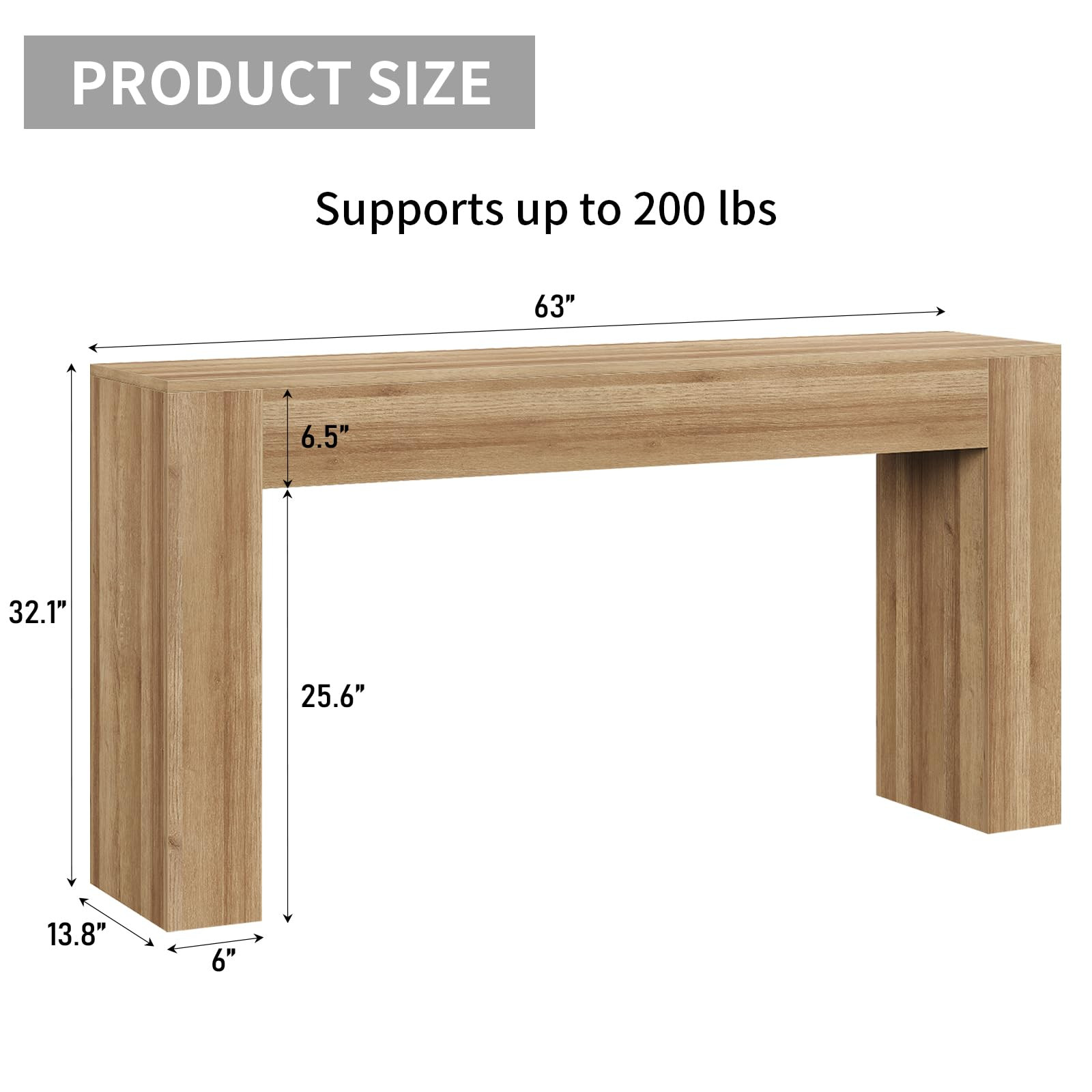 63" Long Console Table, Modern Farmhouse Couch Table Behind Sofa, Wood Rectangular Entryway Table... | Amazon (US)