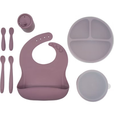 WeeSprout Baby Led Weaning Bundle, Silicone Suction Bowl, Spoons, Bib & Cup - Purple | Target