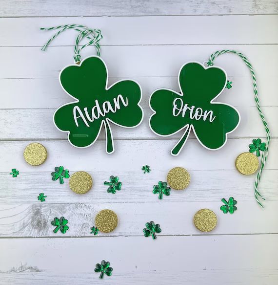 St. Patrick's Day, Shamrock gift tags, Personalized name Tags, St. Patty's Day gift tag, St. Padd... | Etsy (US)