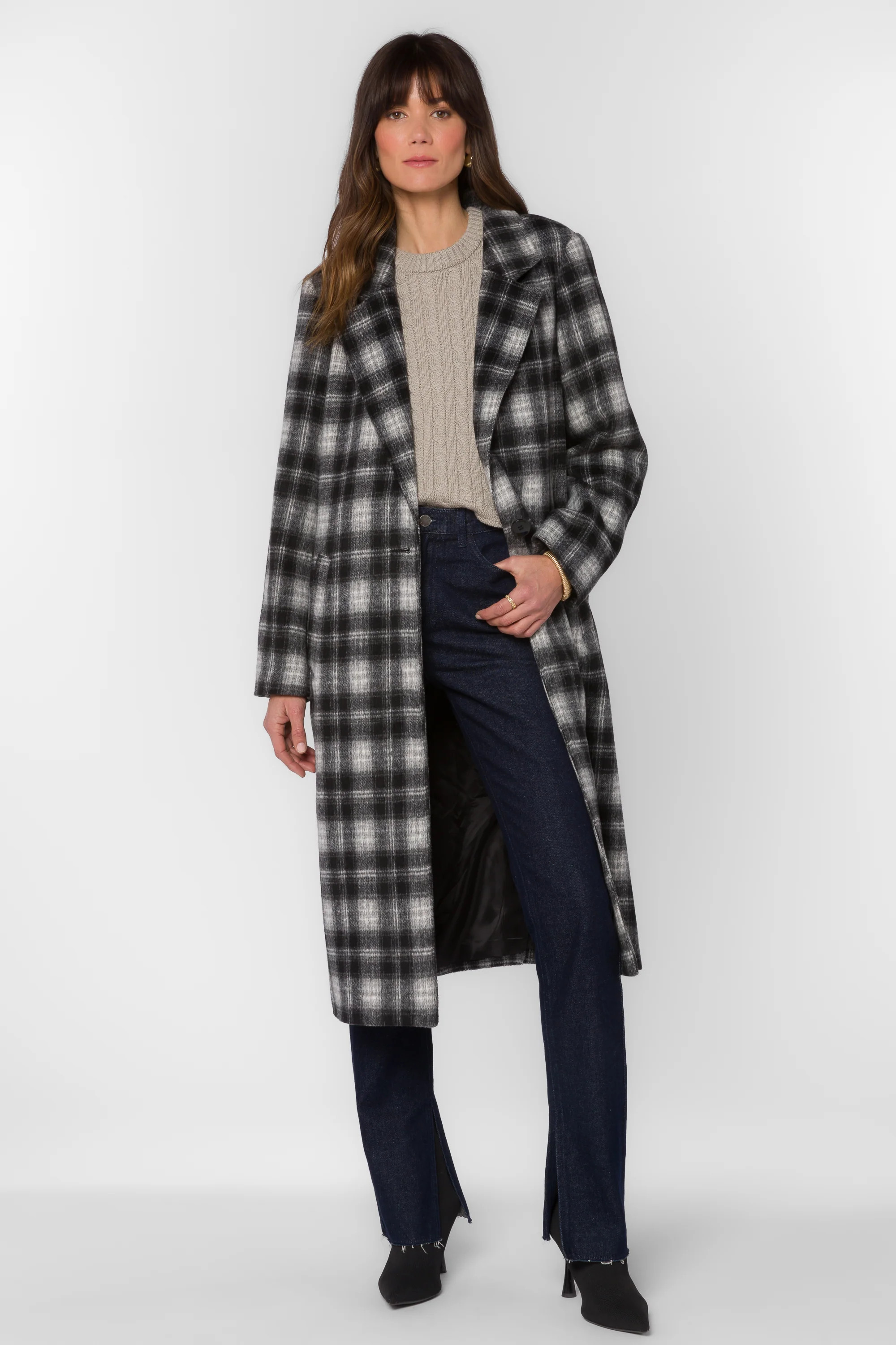 Myrtle Grey Plaid Coat | Velvet Heart Clothing