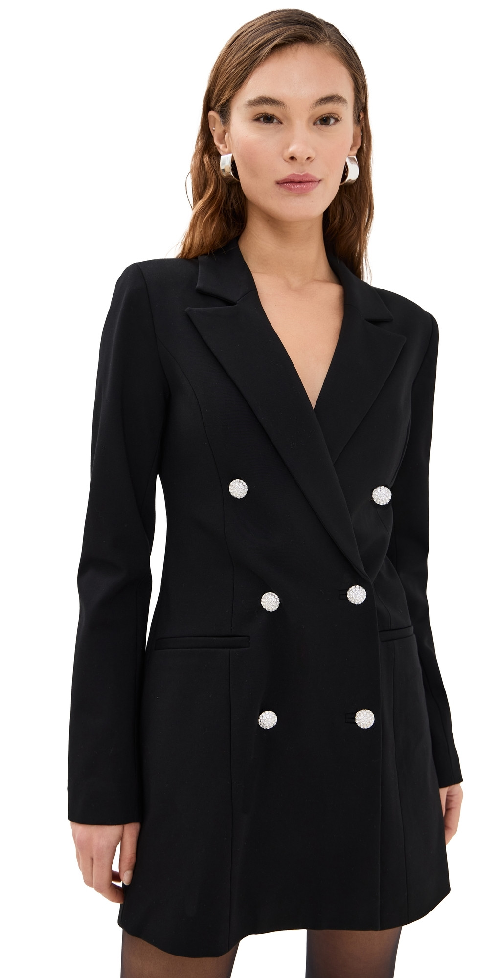 Good American Ponte Embellished Exec Blazer Dress Black001 L | Shopbop