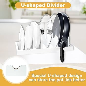 MinBoo Bamboo Pot Lid Organizer Pot Lid Holder, Pot and Pan Organizer Drawer Organizer for Pot Li... | Amazon (US)