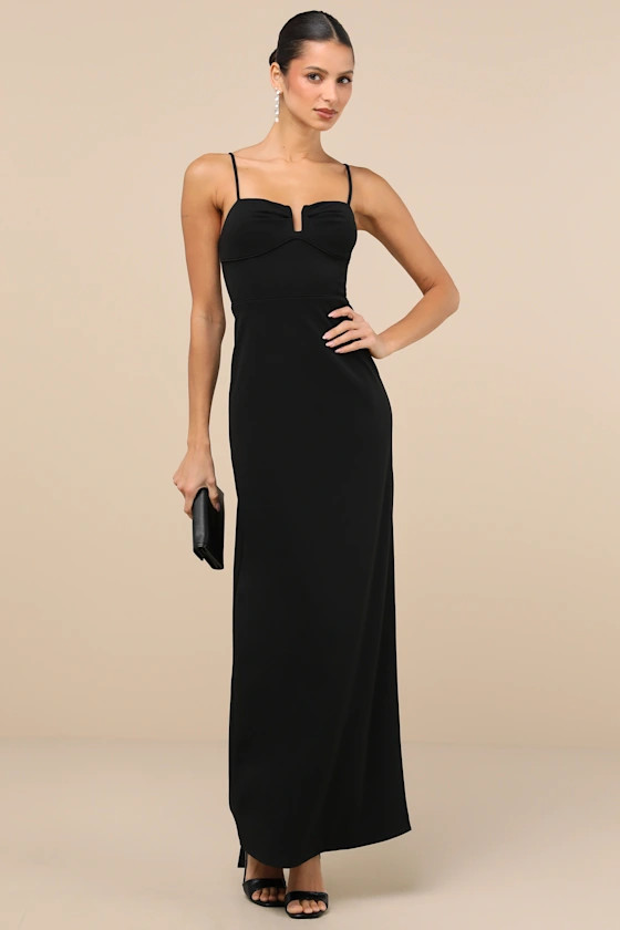 Romantic Existence Black Column Maxi Dress | Lulus