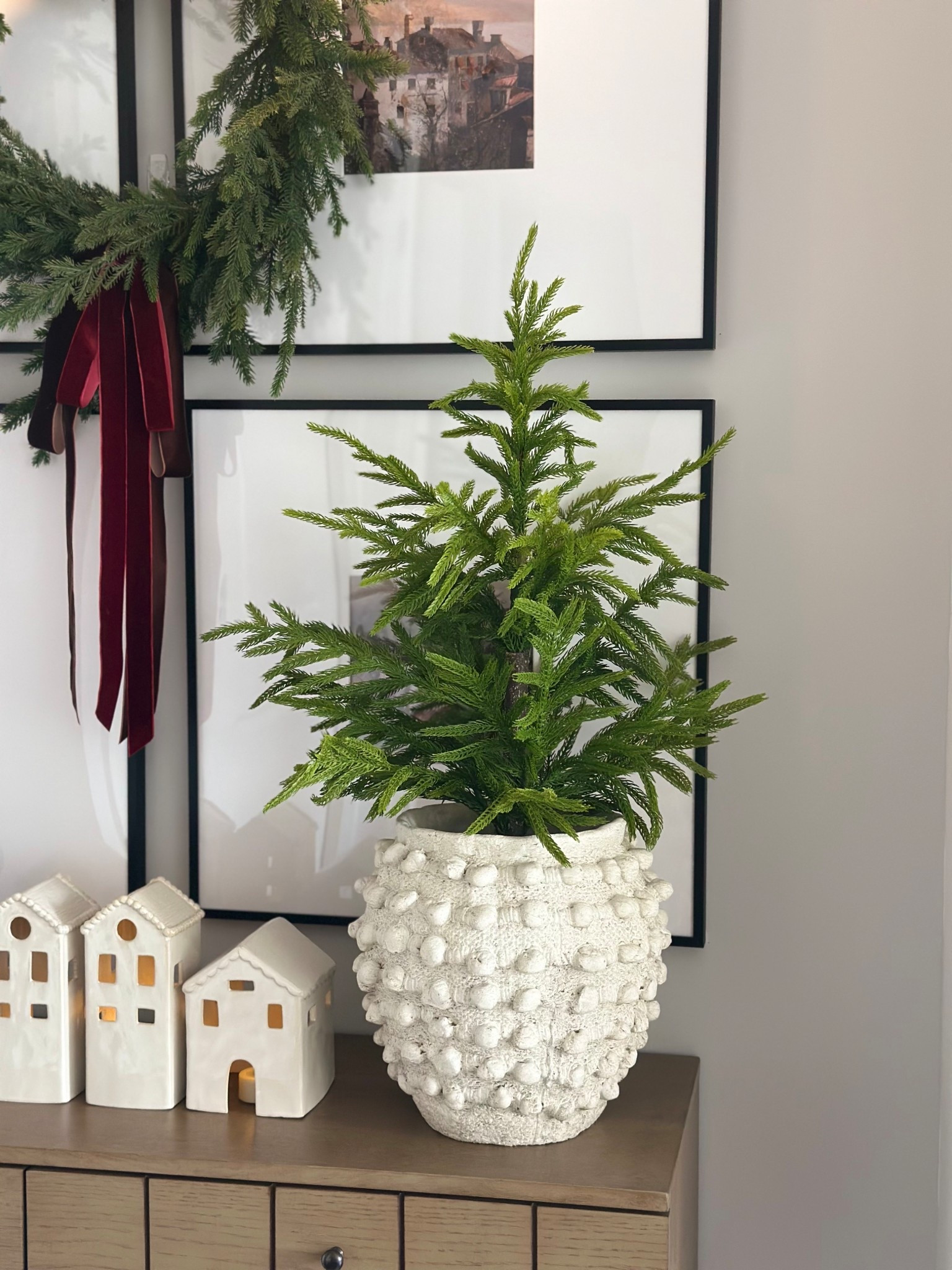 Very realistic looking potted tree. The size is perfect for styling on console table.
Norfolk pine potted tree. Similar to the Afloral. 
Amazon find
Also loving the Walmart potted tree with twinkle lights

#LTKHome #LTKSeasonal #LTKSaleAlert