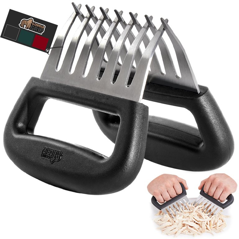 Meat Claws for BBQ Grilling, 7 Claw Food Shredding Fork, Black Stainless Steel by Gorilla Grip | Walmart (US)
