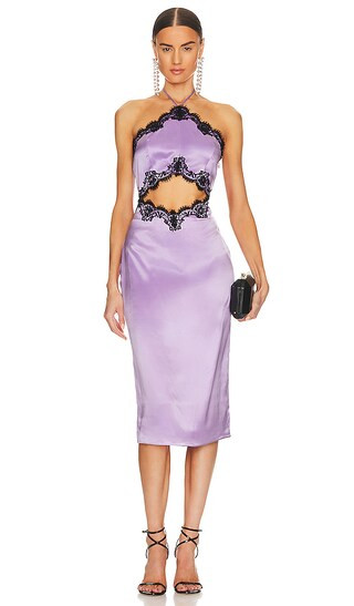 Silk And Lace Halter Slip Dress in Light Lilac | Revolve Clothing (Global)