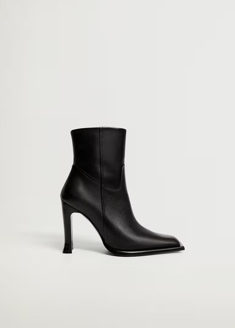 Squared toe leather ankle boots | MANGO (US)