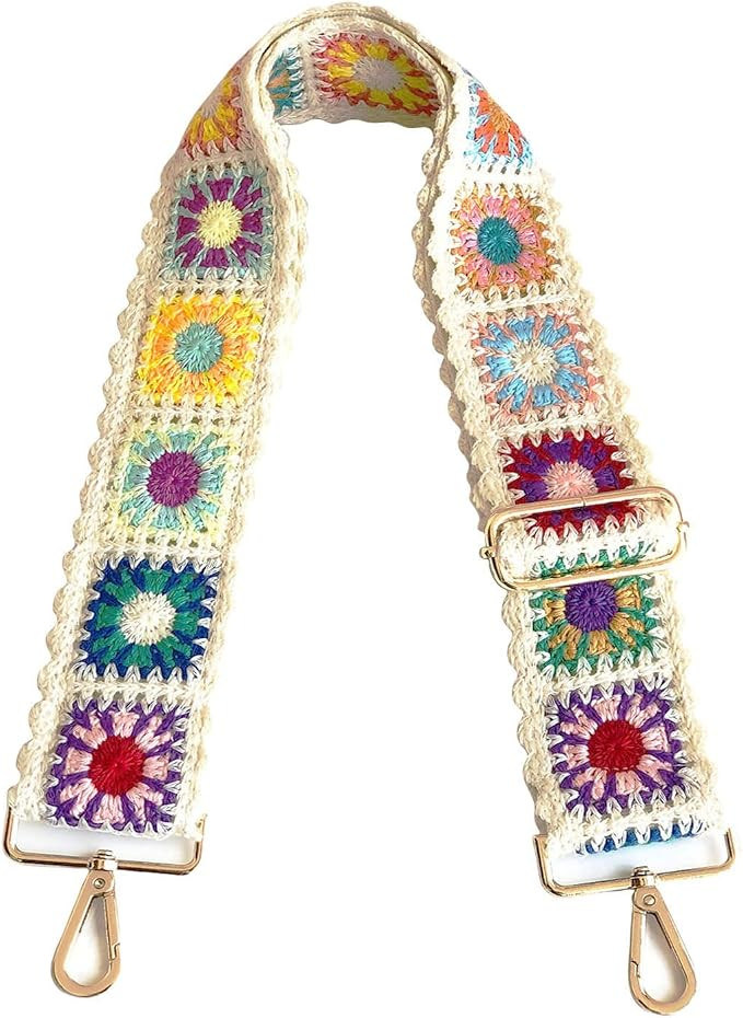 Crochet Flower Purse Straps Replacement Crossbody for Handbags Women Guitar Strap 2 inch Wide Adj... | Amazon (US)