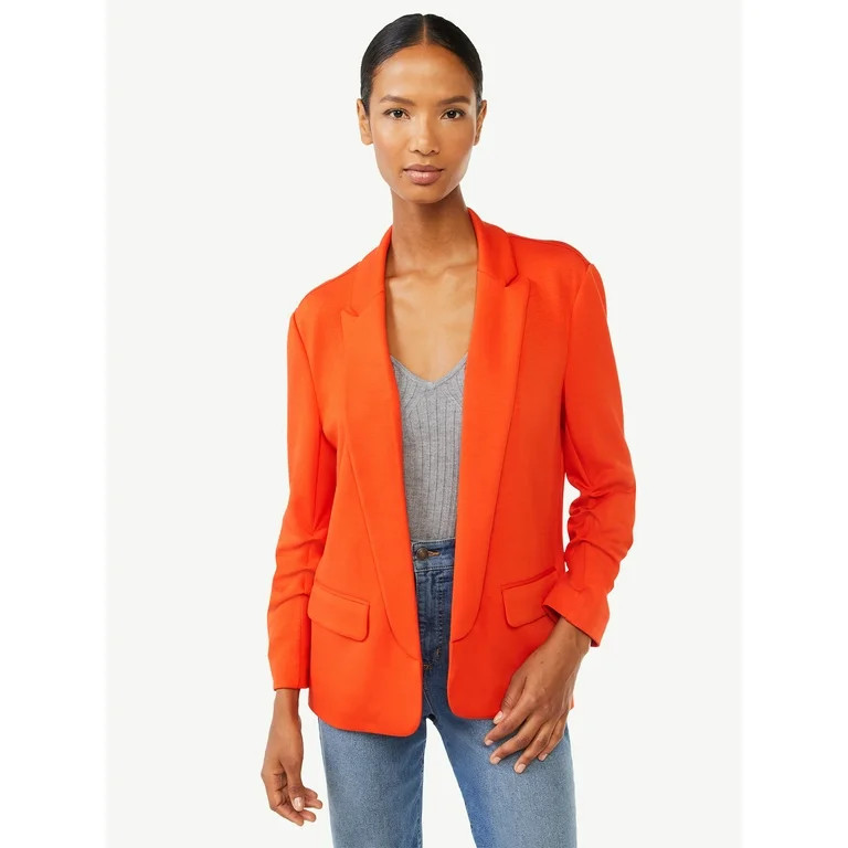 Scoop Women's Scuba Blazer with Scrunch Sleeves | Walmart (US)