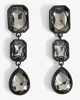Matte Plated Stone Drop Earrings | Express