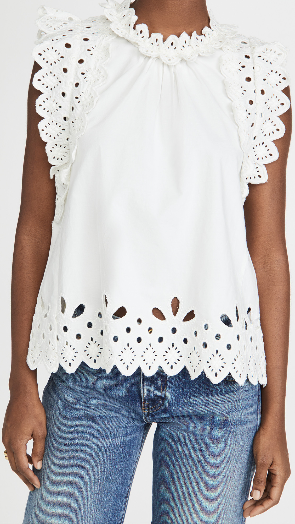 Hazel Eyelet Flutter Sleeve Top | Shopbop