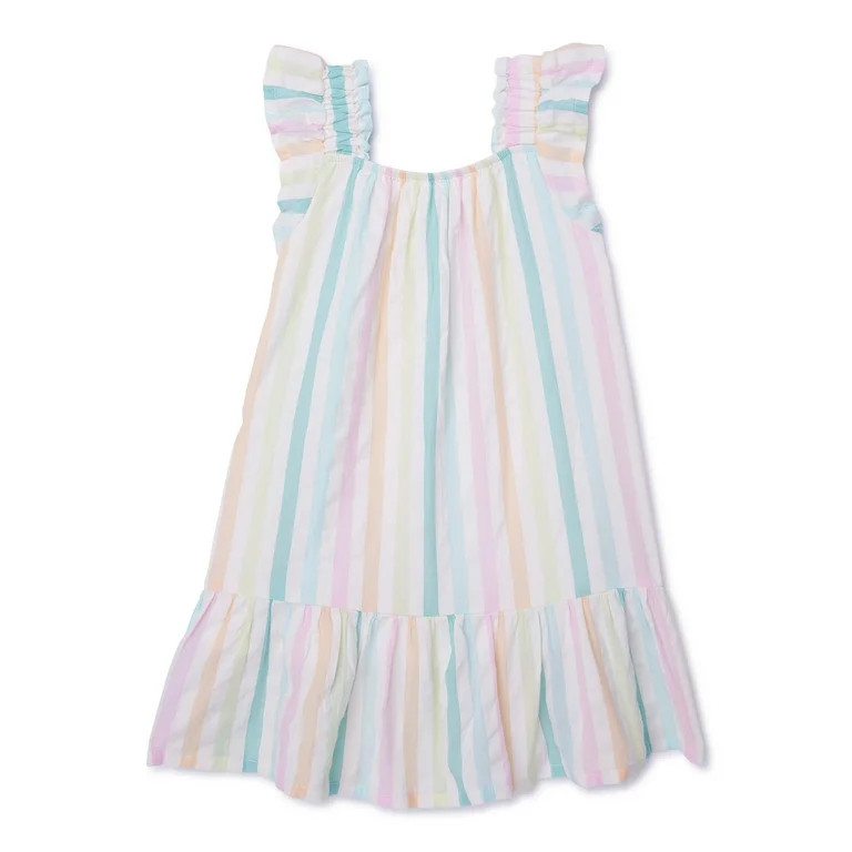 Wonder NationToddler Girl Flutter Sleeve Dress, Sizes 12M-5T | Walmart (US)