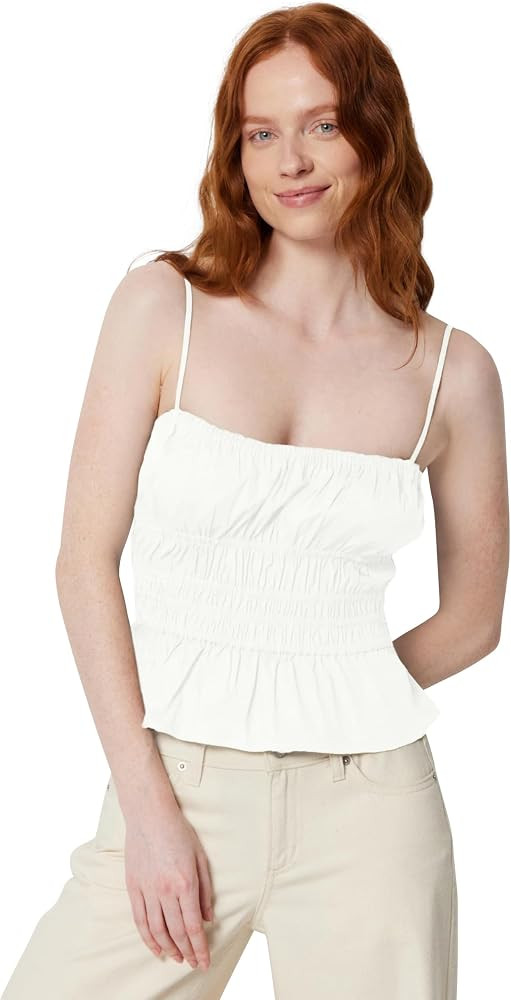 Amazon Essentials Women's Regular-Fit Smocked Cotton Stretch Poplin Tank | Amazon (US)