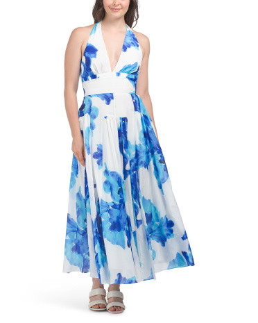 Giulia Deep V Halter Maxi Dress | TJ Maxx