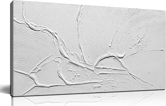Abstract Canvas Wall Art for Kitchen Minimalist Hand Painted Wall Art for Bedroom White Wall Deco... | Amazon (US)