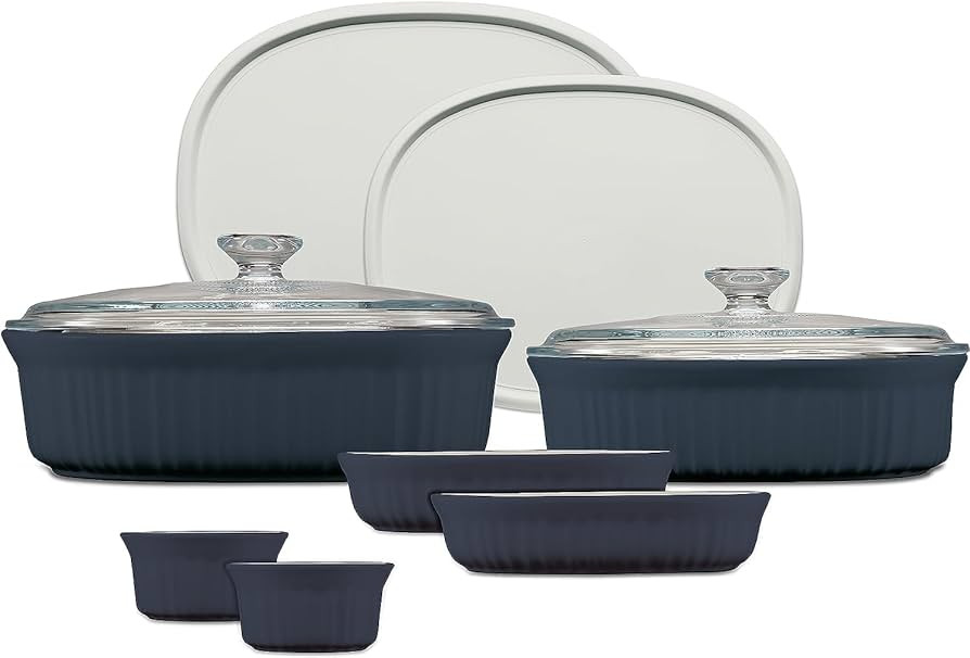 CorningWare Ceramic Bakeware Set with Lids, Chip and Crack Resistant Stoneware Baking Dish, Micro... | Amazon (US)