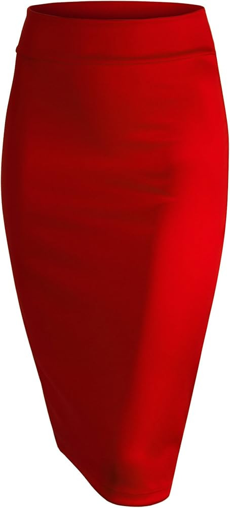 Made By Johnny Women's Premium Scuba Stretch High Waist Pencil Skirt Below Knee for Office Wear | Amazon (US)
