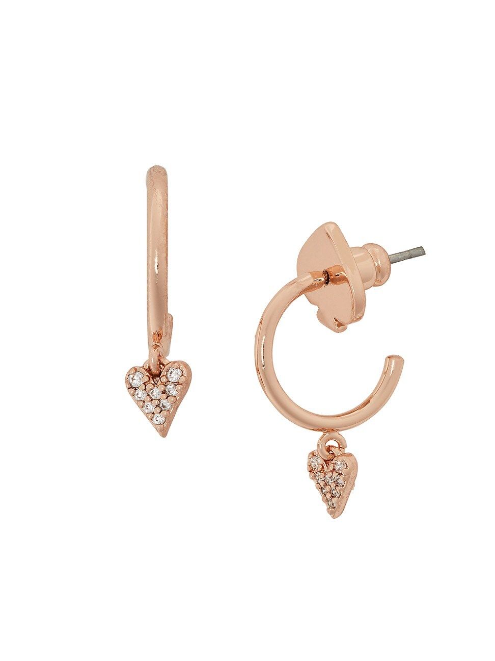 Kate Spade New York Women's Rose Goldtone & Cubic Zirconia Heart Drop Huggie Hoop Earrings - Rose Go | Saks Fifth Avenue